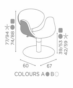 Salon Ambience Kappersstoel AMBER - Afmetingen Vakkappers