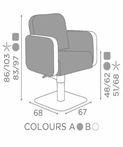 Salon Ambience Kappersstoel ICON - Afmetingen Vakkappers
