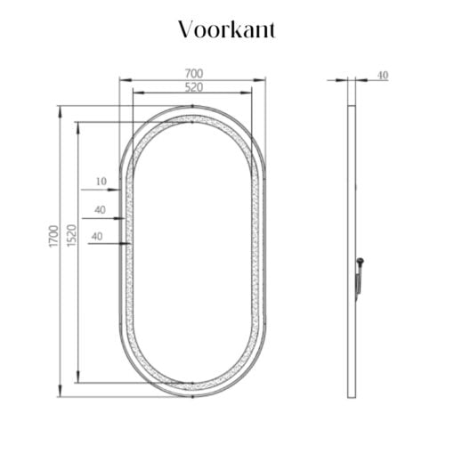 Mirplay Kaptafel LOOP - Dimensies 1 Vakkappers