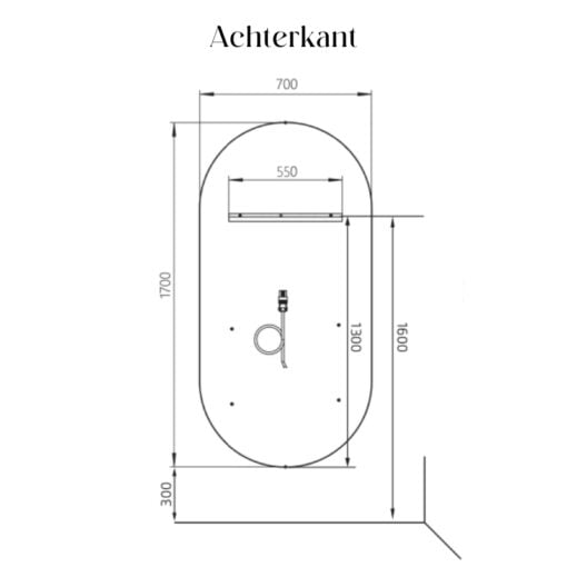 Mirplay Kaptafel LOOP - Dimensies 2 Vakkappers