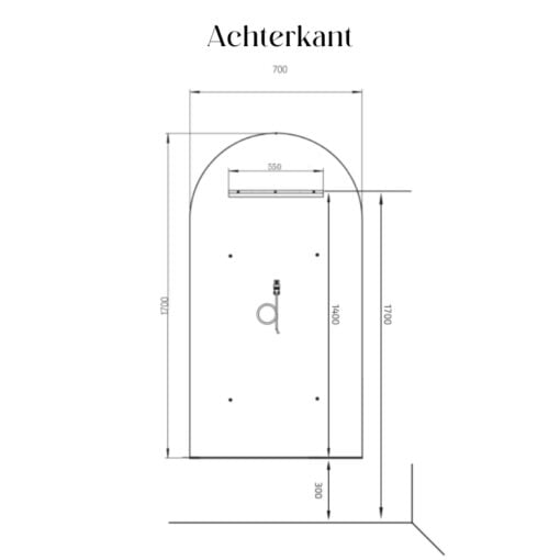 Mirplay Kaptafel RIM - Dimensies 2 Vakkappers