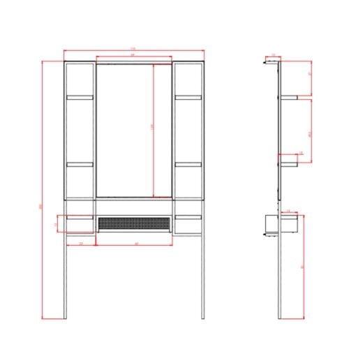 Mirplay Kaptafel PUR - Dimensies Vakkappers