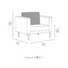 Salon Ambience Bank Danielle - Stoel - Afmetingen Vakkappers