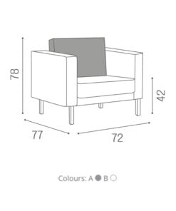 Salon Ambience Bank Danielle - Stoel - Afmetingen Vakkappers