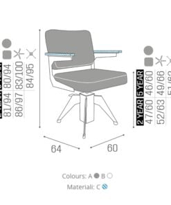 Salon Ambience Kappersstoel Maiden - Afmetingen 2 Vakkappers