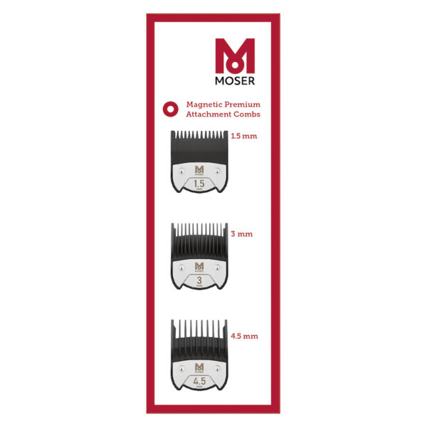 Moser Magnetic Premium Opzetkammenset 3 stuks – 1.5 tot 4.5mm